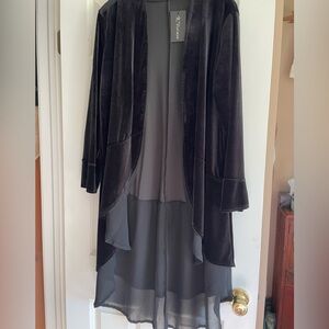 Black Velvet Open Front Cardigan